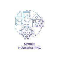 Mobile housekeeping blue gradient concept icon. Property management automation in hotels abstract idea thin line illustration. Isolated outline drawing. Roboto-Medium, Myriad Pro-Bold fonts used vector