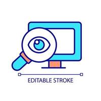 Computer system diagnostics RGB color icon. Software for detecting hardware problems. Program and tools. Isolated vector illustration. Simple filled line drawing. Editable stroke. Arial font used