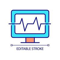 Computer diagnostic RGB color icon. Software for detecting hardware problems. Program and tools. Isolated vector illustration. Simple filled line drawing. Editable stroke. Arial font used