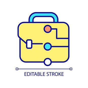 servicio de reparación de dispositivos para el icono de color rgb empresarial. solución de problemas de software y hardware corporativos. ilustración vectorial aislada. dibujo de línea rellena simple. trazo editable. fuente arial utilizada vector