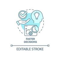 Faster decisions turquoise concept icon. Strategic issues abstract idea thin line illustration. Decision making. Isolated outline drawing. Editable stroke. Roboto-Medium, Myriad Pro-Bold fonts used vector