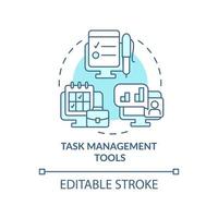 Task management tools turquoise concept icon. Creating to-do lists abstract idea thin line illustration. Isolated outline drawing. Editable stroke. Roboto-Medium, Myriad Pro-Bold fonts used vector