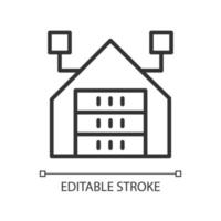 Virtual information warehousing linear pixel perfect icon. Data mining technique. Thin line customizable illustration. Contour symbol. Vector isolated outline drawing. Editable stroke. Arial font used