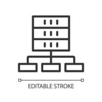 Data set technology linear pixel perfect icon. Virtual storage for information. Thin line customizable illustration. Contour symbol. Vector isolated outline drawing. Editable stroke. Arial font used