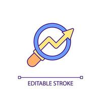 Tracking positive dynamics RGB color icon. Focus on skills and experience development. Potential checkup. Isolated vector illustration. Simple filled line drawing. Editable stroke. Arial font used