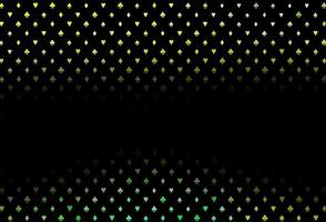 Dark green, yellow vector background with cards signs.