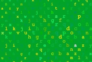 Light green, yellow vector cover with english symbols.