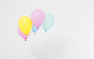 Colorful party balloons background. Isolated on white. Copy space photo