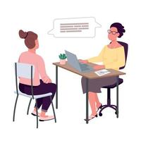 Women on job interview semi flat color vector characters