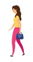 mujer de negocios caminando carácter vectorial de color semiplano vector