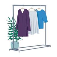 Rack with feminine clothing semi flat color vector object
