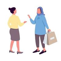 Women talk about shopping semi flat color vector characters