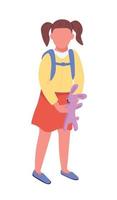 Preschooler girl with toy semi flat color vector character