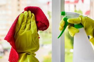 Window washing and home cleaning. photo