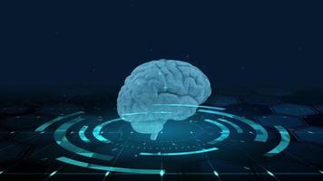 hud das futuristische 3D-Science-Fiction-Gehirn des Menschen