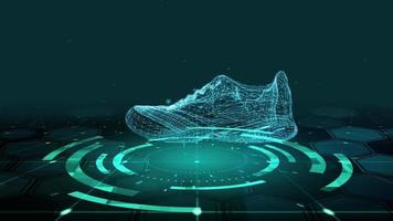 hud la chaussure de sport futuriste de science-fiction 3d video
