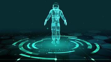 hud il futuristico astronauta spaziale 3d fantascientifico video