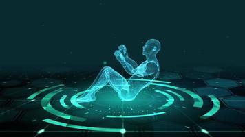 HUD The futuristic 3D sci-fi Sit Ups video