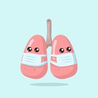 Cute lung health mascot vector