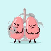 Cute lung health mascot vector