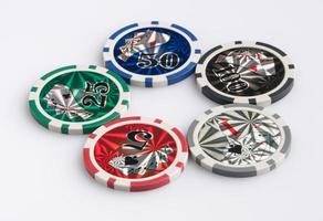 Casino chips on a white background. The concept of gambling and entertainment. Casino and poker photo
