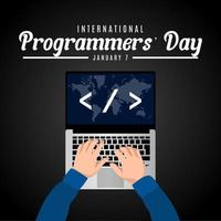 Afiche o pancarta de la plantilla del día internacional de los programadores. vector