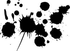 salpicaduras de pintura negra y gotas sobre fondo blanco. manchas y salpicaduras de vectores abstractos