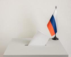 Ballot box with national flag of Russia. Presidential election photo