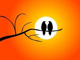 couple of birds on a tree branch vector