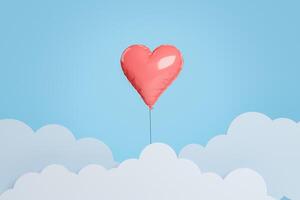 background of heart shaped balloon between flat clouds photo