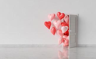 room with open door and heart shaped balloons entering photo