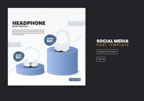 Headphone social media sales banner template vector