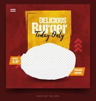 Special delicious burger social media banner post template vector