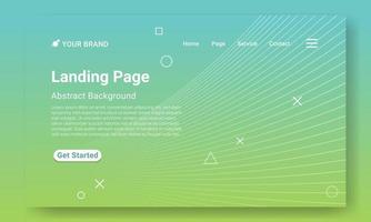 Modern Landing Page Website Template Vector. Minimal Green gradient geometric background with dynamic wave and Geometric element. Design for website and mobile website development. vector