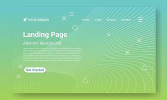 Landing Page Website Template Vector. Green gradient geometric background with dynamic shapes. Design for website and mobile website development. vector