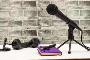 microphone and antique telephone photo