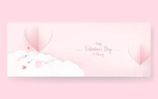 valentines day greeting card with paper cut style. vector