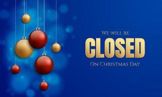 diseño de fondo del día de navidad. Estaremos cerrados el día de Navidad. vector