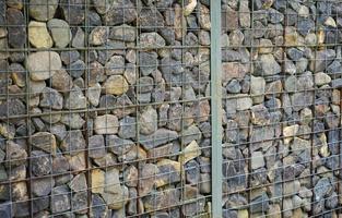 Stone in gabions as a modern and high-quality fence and property protection in residential homes. photo