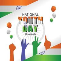India National Youth Day Vector Illustration.