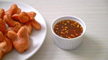deep fried sausage with dipping sauce video