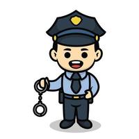 Policeman cute cartoon character vector