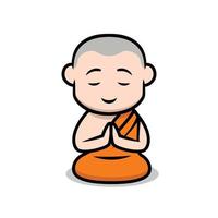Cute buddhist monk vector