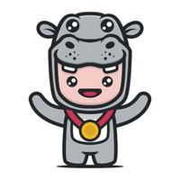 Cute hippo mascot for school and education design vector