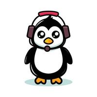 Cute penguin mascot modern technology theme vector