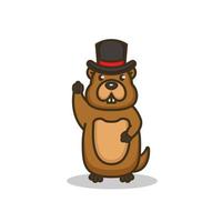 Cute Groundhog mascot vector