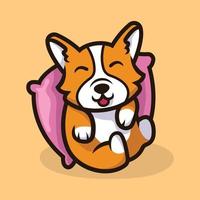 Cute corgi dog mascot illustration vector