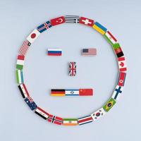 illustration of a smiley face from national flags on dominoes. Concept of peace and the Commonwealth of Nations and the world order photo