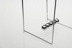 balancing balls on a white background, isolated. business concept. Newtons Cradle photo