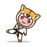 Tiger cute mascot karate pose vector